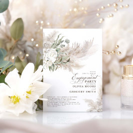 Pampas Grass Sage Greenery Blommigt Förlovningsfes Inbjudningar