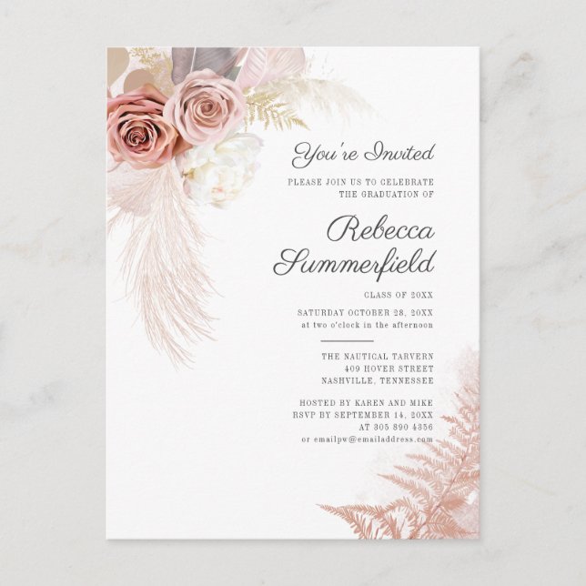 Pampas Grass Studenten 2025 Inbjudan Vykort (Framsida)