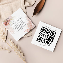 Pampas Grass Tan QR Code Bröllop OSA Fyrkantigt Visitkort