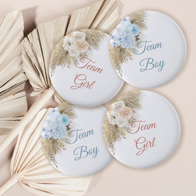 Pampas Grass Team Girl Vote Gender Reveal Party Knapp (Skapare uppladdad)