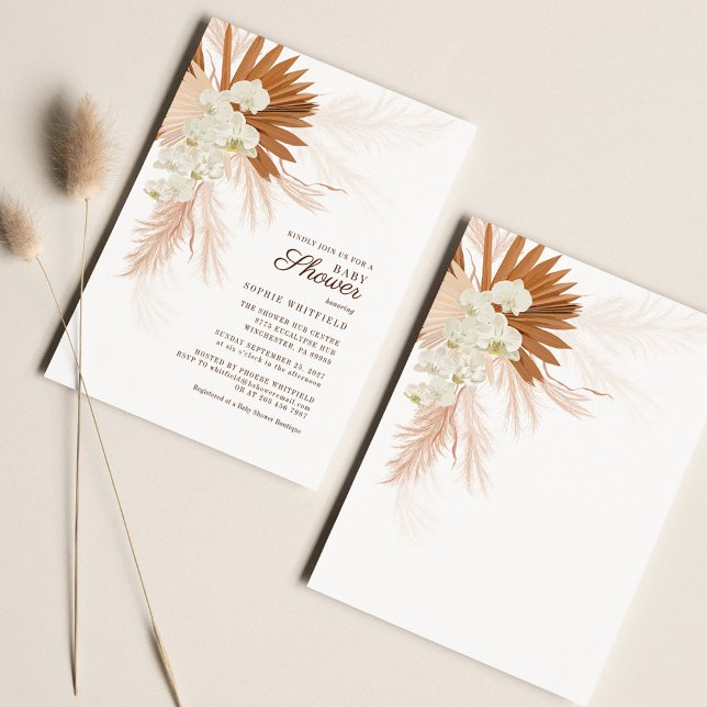 Pampas Grass Terracotta Baby Shower-inbjudan Anteckningskort (Pampas Grass Baby Shower Invitation)