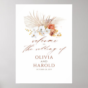 Pampas Grass Terracotta Blommigt Bröllop Poster
