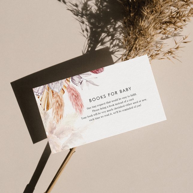 Pampas Grass Terracotta Bokar för babyskor Tilläggskort (Baby Shower Enclosure Card Books for Baby Request)