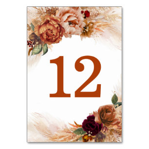 Pampas Grass Terracotta Bordsnummer Cards