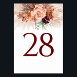 Pampas Grass Terracotta Bordsnummer Cards<br><div class="desc">Pampasgräs och terracotta-blommor i bordsnumret bröllop</div>