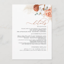 Pampas Grass Terracotta Bröllop-detaljbilaga Tilläggskort