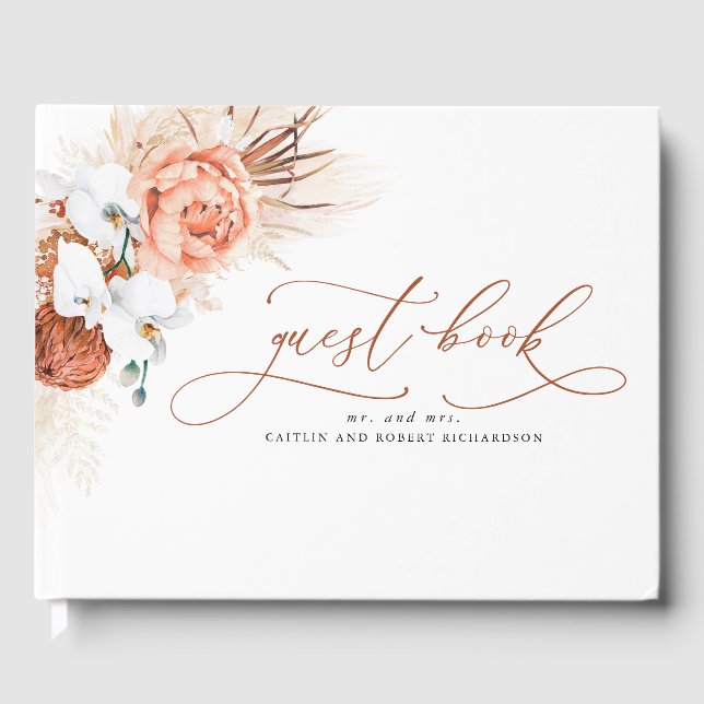 Pampas Grass Terracotta Bröllop Guest Bok (Framsida)