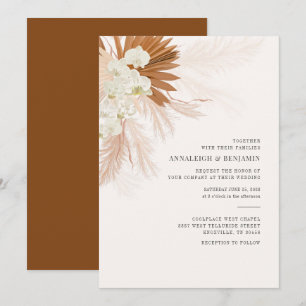Pampas Grass Terracotta Desert Fall Wedding Inbjudningar