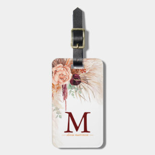 Pampas Grass Terracotta Flowers Monogram Bagagebricka