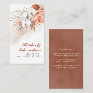Pampas Grass Terracotta Flowers White Orchids Chic Visitkort