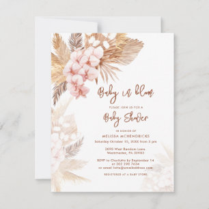Pampas Grass Terracotta Girl Baby Shower Inbjudningar