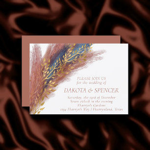 Pampas Grass Terracotta Paprika Blue Wildblomma Inbjudningar