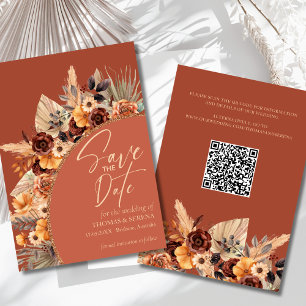 Pampas Grass Terracotta QR-kod Spara datumfallet Inbjudningar