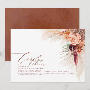 Pampas Grass Terracotta Tropical Par Shower Inbjudningar