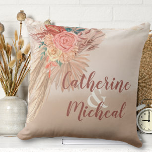 Pampas Grass Torkad Blommigt Terracotta Boho Bröll Kudde