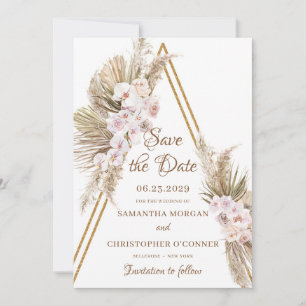 Pampas Grass Torkad Handflatan Faux Guld Arch Dust Spara Datumet