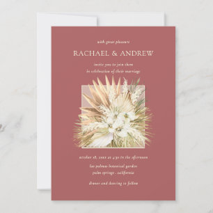 Pampas Grass Torkade blommor Boho Bouquet Bröllop Inbjudningar