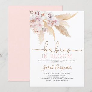 Pampas Grass Twin Girls Baby Shower Inbjudningar