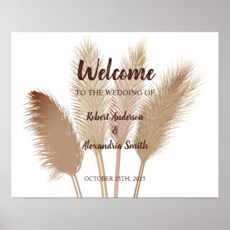 Pampas Grass Välkommen Bröllop-tecken Poster