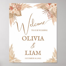 Pampas Grass Välkommen Bröllop-tecken Poster