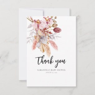Pampas Grass Watercolor Blommigt Baby Shower Tack Kort