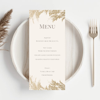 Pampas Grass Wedding Menu Card Meny