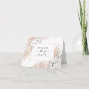 Pampas Grass White Blommigt Bröllop Tack Kort