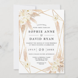 Pampas Grass White Blommigt Guld alla på ena Bröll Inbjudningar