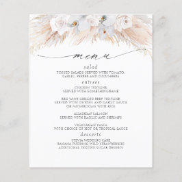 Pampas Grass White Blommigts Tropical Menu Flygblad