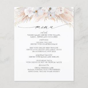 Pampas Grass White Blommigts Tropical Menu Flygblad