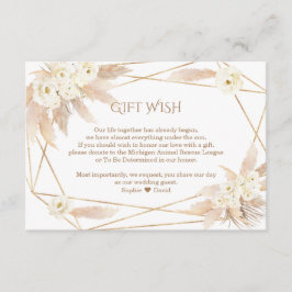 Pampas Grass White Flowers Wedding Gift Wish  Tilläggskort