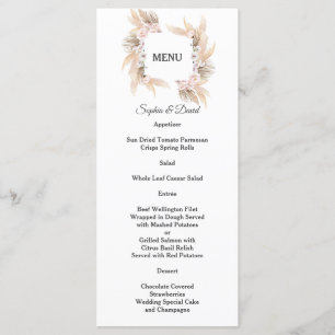 Pampas Grass White Orchid Ro Bröllop Menu Meny