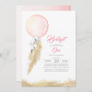 Pampas Grass White Orchids Ballon Exotic Bird Day Inbjudningar