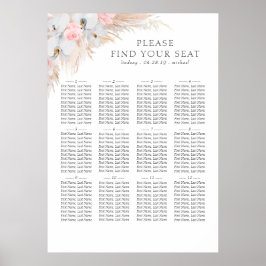 Pampas Grass White Orchids Bröllop Sittdiagram Poster