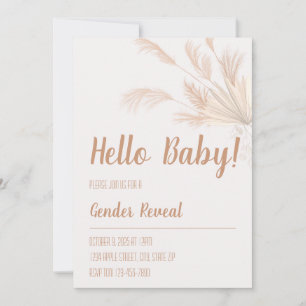 Pampas Neutral Ton Boho Könsbyte Inbjudningar
