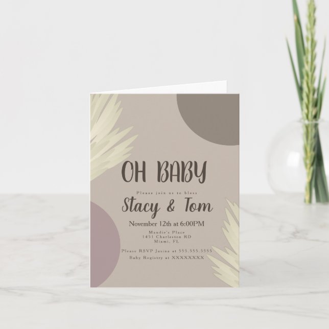 Pampas Organiska Former Boho Babyfirande Inbjudan (Framsida)