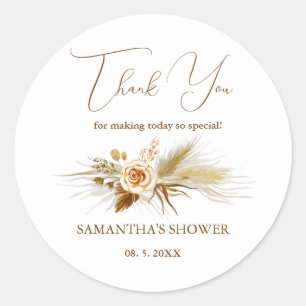 Pampas pelages vattencolor boho elegant Tack Runt Klistermärke