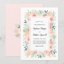 Pampas Rosa Blommigt Watercolor Bröllop