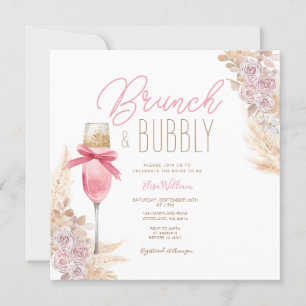 Pampas Rosa Bow Brunch & Bubly Möhippa Inbjudningar