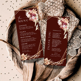Pampas Rosewood Floral Gold Wedding Meny