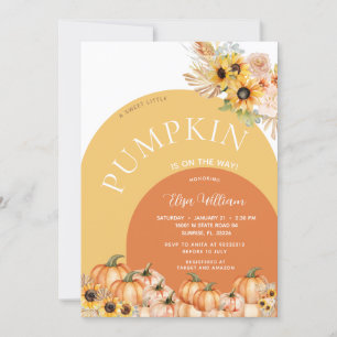 Pampas Solros Pumpkin är på babyduschen Inbjudningar