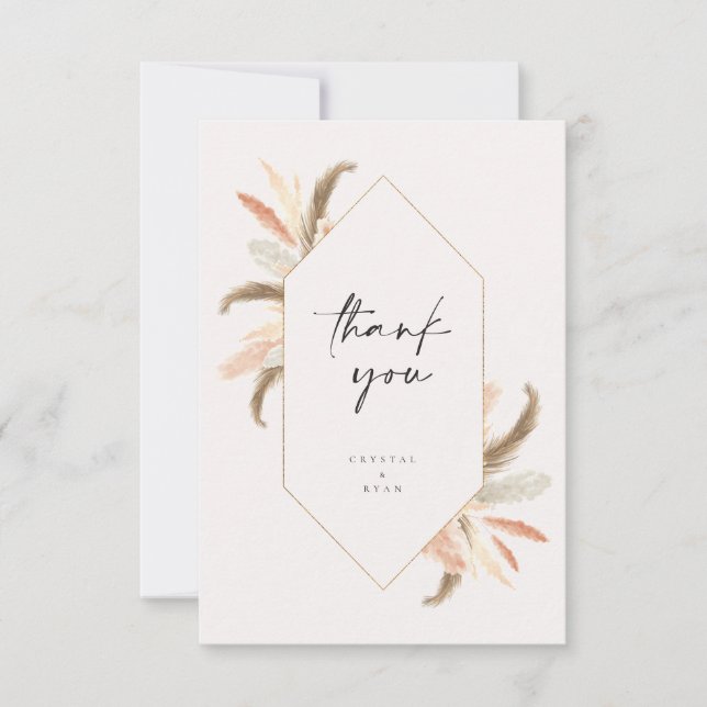 Pampas - tack för ditt kort Guld Crystal Bröllop C (Framsida)