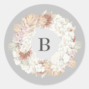 Pampas Ultimate WAN Elegant Monogram Grått Runt Klistermärke