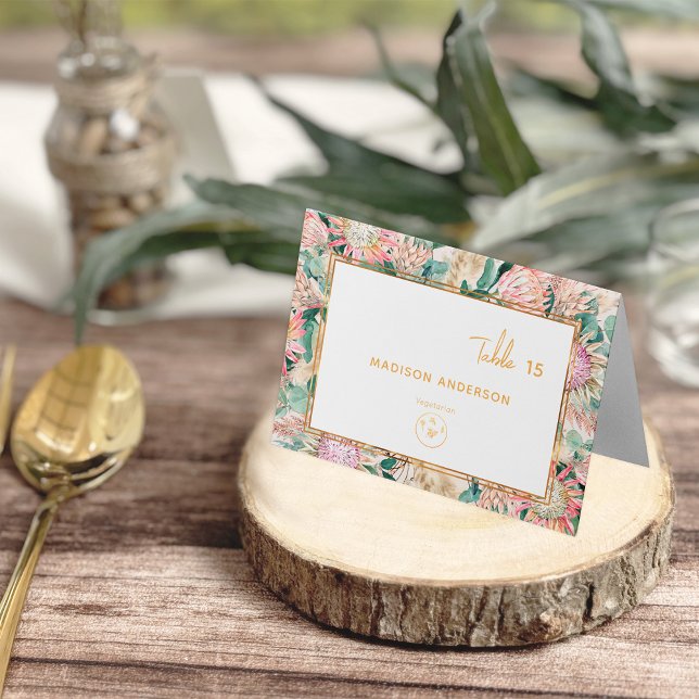 Pampas Vegetarian Meal Choice Guest Name Card Bordsnummer (Skapare uppladdad)