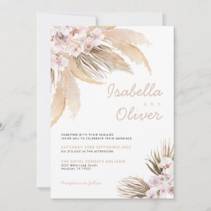 Pampas Wedding inbjudan boho beige