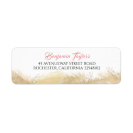 Pampasgräs Akvarell Exotisk Returadress Etikett