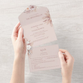 Pampasgräs Allt i ett bröllopsinbjudan RSVP