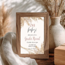 Pampasgräs Baby Shower Inbjudan | Neutral Boho