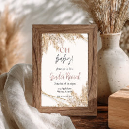 Pampasgräs Baby Shower Inbjudan | Neutral Boho