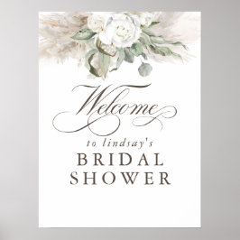 Pampasgräs Blommig Boho Bröllopsdusch Välkommen Poster